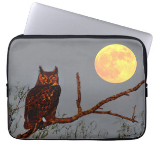 Capa Para Notebook Coruja-de-chifres Lua Cheia