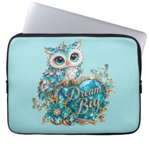 Capa Para Notebook Coruja de Cristal Turquesa Sonhe Grande Design de