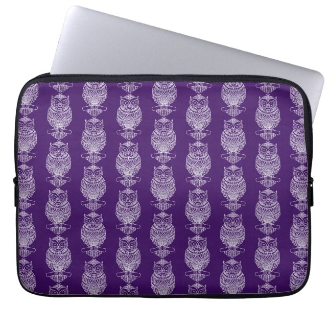 Capa Para Notebook Coruja (roxo) - Estojo para Laptop (Frente)