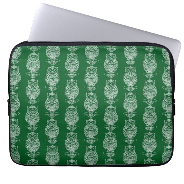 Capa Para Notebook Coruja (verde escuro) - Capinha para Laptop (Frente)
