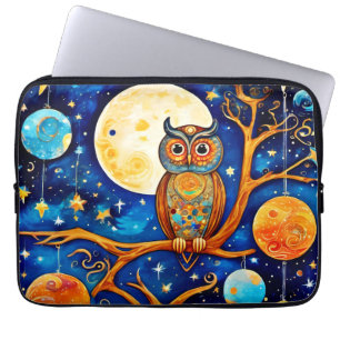 Capa Para Notebook Coruja Whimsical Celestials: Estrelas, Lua, Planet
