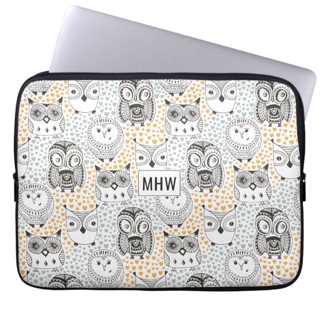 Capa Para Notebook Corujas bolsas de laptop personalizadas de monogra (Frente)