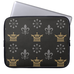 Capa Para Notebook Corvos de ouro no Papel de parede preto, padrão se