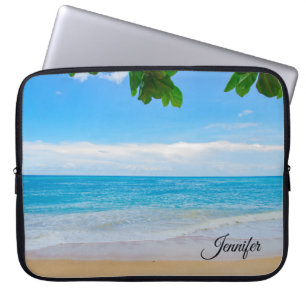 Capa Para Notebook Costume tropical da areia e do mar de Sun da praia