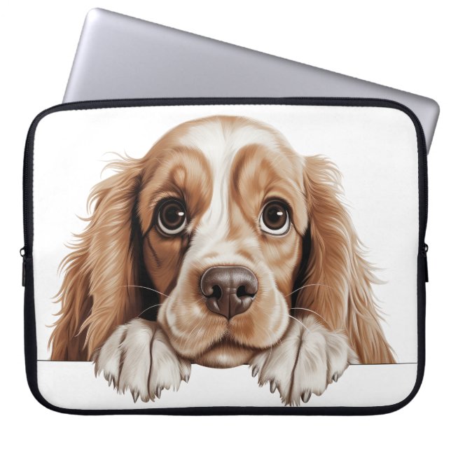 CAPA PARA NOTEBOOK COTE DE GOLPE E CACHORRO ESPANIEL BRANCO AMERICANO (Frente)