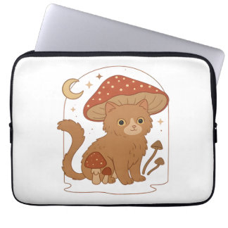 Capa Para Notebook Cottagecore Mushroom Cat with Hat – Cute Vintage G