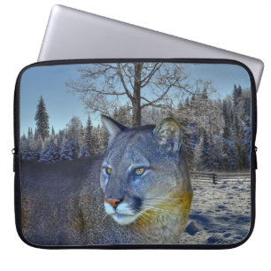 Capa Para Notebook Cougar Mountain Lion & Winter Tree