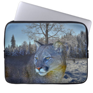 Capa Para Notebook Cougar Mountain Lion & Winter Tree