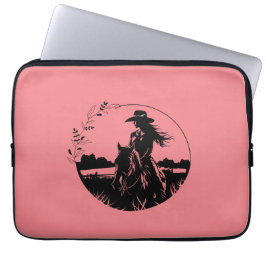Capa Para Notebook Country Western Girl Hors no campo