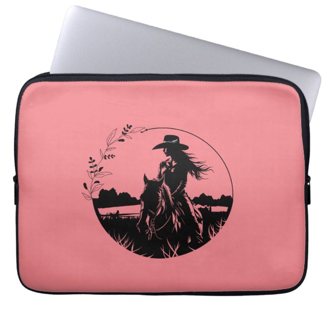 Capa Para Notebook Country Western Girl Hors no campo (Frente)