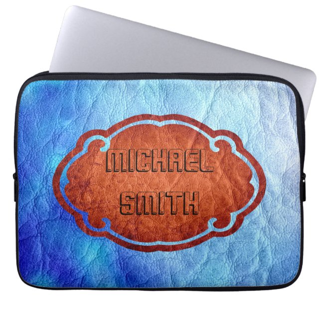 Capa Para Notebook Couro Azul (Frente)