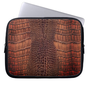 Capa Para Notebook Couro Clássico De Répteis De Alligador De Mahogany
