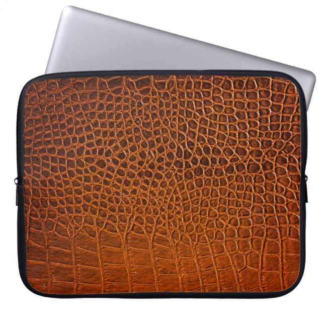 Capa Para Notebook Couro-crocodilo castanho (Frente)