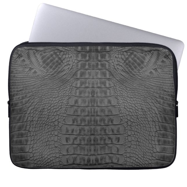 Capa Para Notebook Couro-crocodilo preto (Frente)