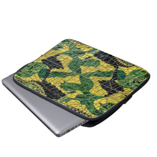 Capa Para Notebook Couro de Dragão Crocodilo Jacaré Amarelo Verde