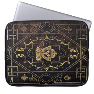 Capa Para Notebook Couro e Dourado
