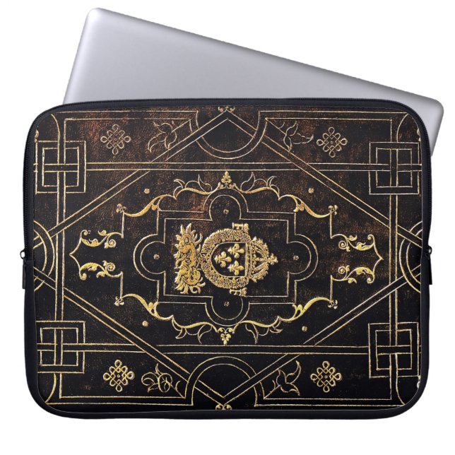 Capa Para Notebook Couro e Dourado (Frente)