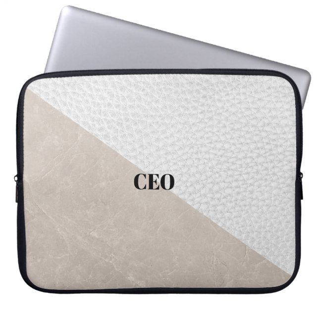 Capa Para Notebook Couro e peles com pelo mármico do Couro (Frente)