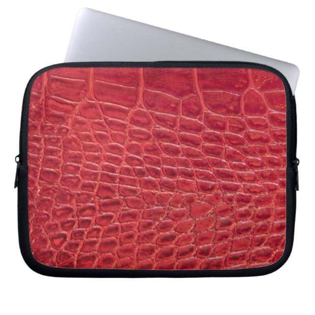 Capa Para Notebook Couro-jacaré vermelho-escura (Frente)