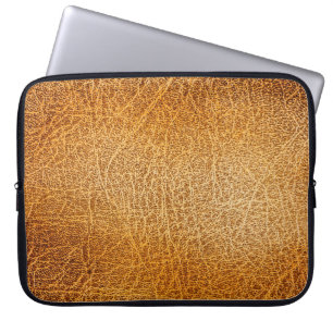 Capa Para Notebook Couro Marrom: Fechamento Detalhado da Textura
