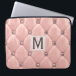 Capa Para Notebook Couro Negra Dourada Girly Rosa|Diamantes Monograma<br><div class="desc">Proteja o seu precioso MacBook ou o laptop Windows com este na moda, cinzenta rosa dourado, couro e laptop de ouros. Adicione a sua inicial para torná-la exclusivamente sua. Use "personalizar mais" para editar ou excluir camadas como a camada de monograma, alterar a cor da fonte ou da fonte. Parte...</div>