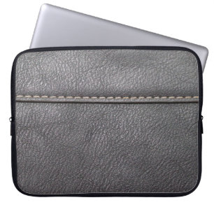 Capa Para Notebook Couro preto, costurado com costura branca