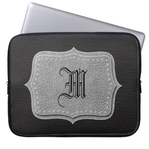 Capa Para Notebook Couro preto monograma personalizado