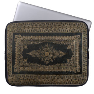 Capa Para Notebook Couro preto velho e ouro cor-de-rosa
