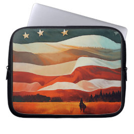 Capa Para Notebook Cowboy indo para o Bandeira Sunset