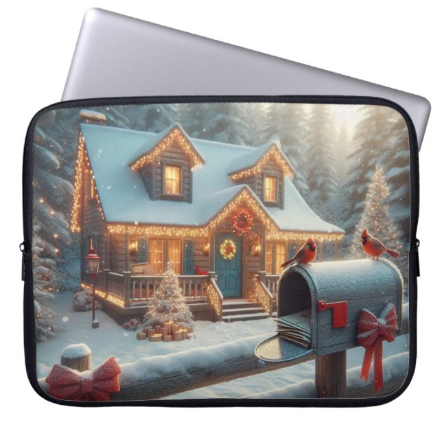 Capa Para Notebook Cozy Christmas Cabin Winter Wonderland (Frente)