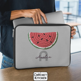 Capa Para Notebook Cozy Crochet Watermelle Fruta Monograma Estético