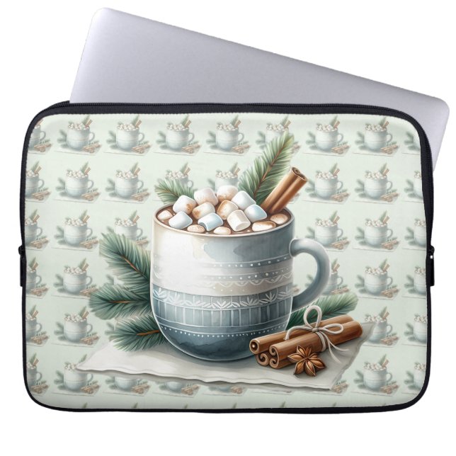 Capa Para Notebook Cozy Winter Cocoa Marshmallow Scene (Frente)