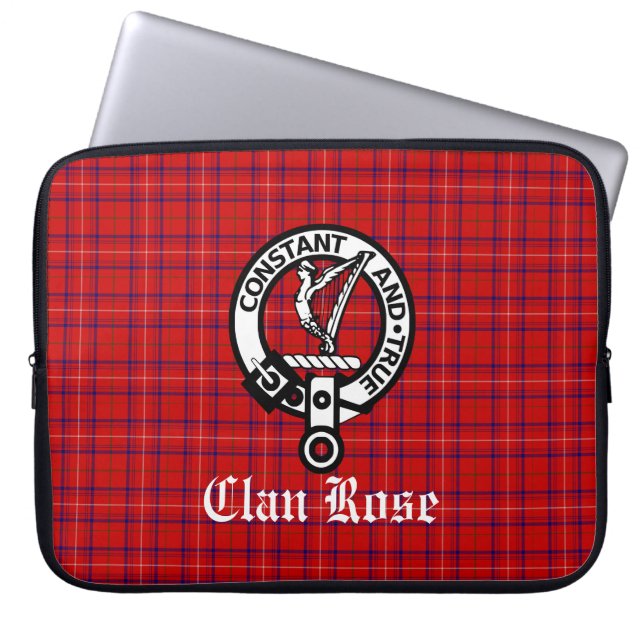 Capa Para Notebook Crachá de Crest Clan Rosa e Tartan (Frente)