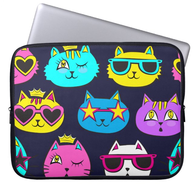 Capa Para Notebook Crachás de gato, têxteis de pop (Frente)