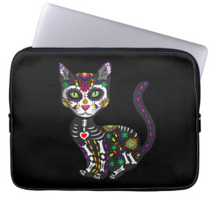 Capa Para Notebook Crânio De Açúcar Gato Mexicano Dia das Bruxas d