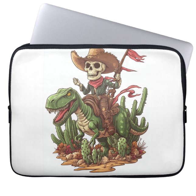 Capa Para Notebook Crânio de Cowboy Jurássico � Rodeio Divertido de D (Frente)