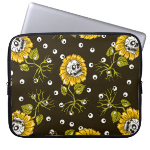 Capa Para Notebook crânios de girassol padrão uniforme
