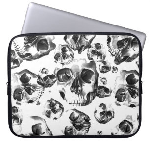 Capa Para Notebook Crânios Preto e Branco Padrão de Arte de Caveira