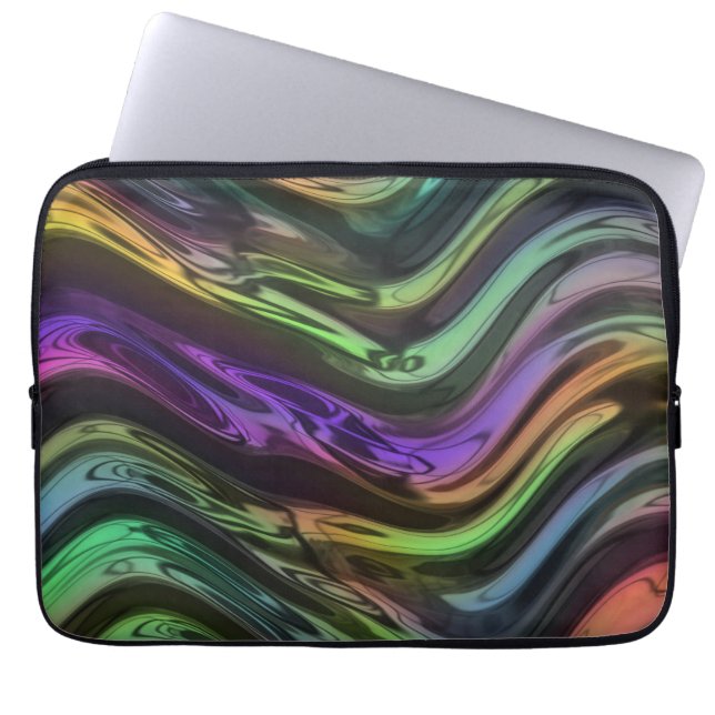 Capa Para Notebook Crazy Funky Rainbow Ripple Waves Art Pattern (Frente)