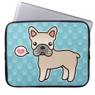 Capa Para Notebook Cream Cartoon French Buldog Love
