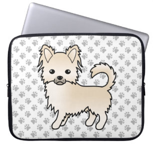 Capa Para Notebook Cream Casaco Chihuahua Cartoon Cão e patas