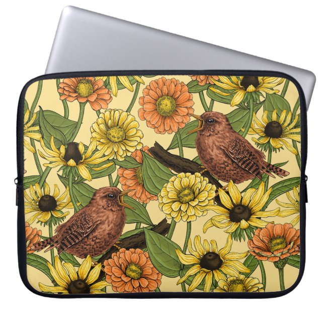 Capa Para Notebook Crenças e flores em amarelo pálido (Frente)