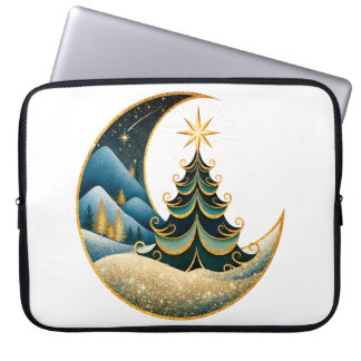 Capa Para Notebook Crescente Lua Dourada Natal Inverno Terra de Encan