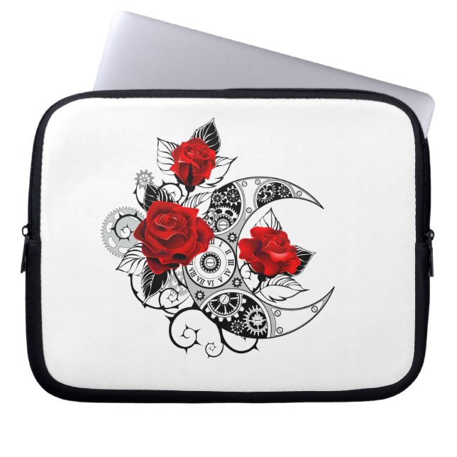 Capa Para Notebook Crescente Mecânico com Rosas vermelhas (Frente)