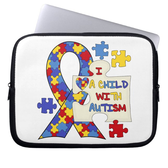 Capa Para Notebook Criança com a fita da consciência do autismo (Frente)