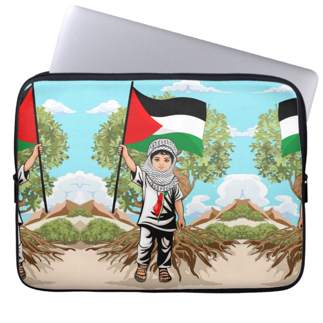 Capa Para Notebook Criança com Keffiyeh Palestine Flag e Olive Tree (Frente)