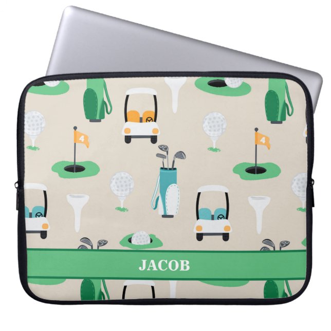 Capa Para Notebook Crianças Personalizadas Golfer Golfcart Golfing (Frente)