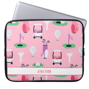 Capa Para Notebook Crianças Personalizadas Golfer Golfcart Golfing