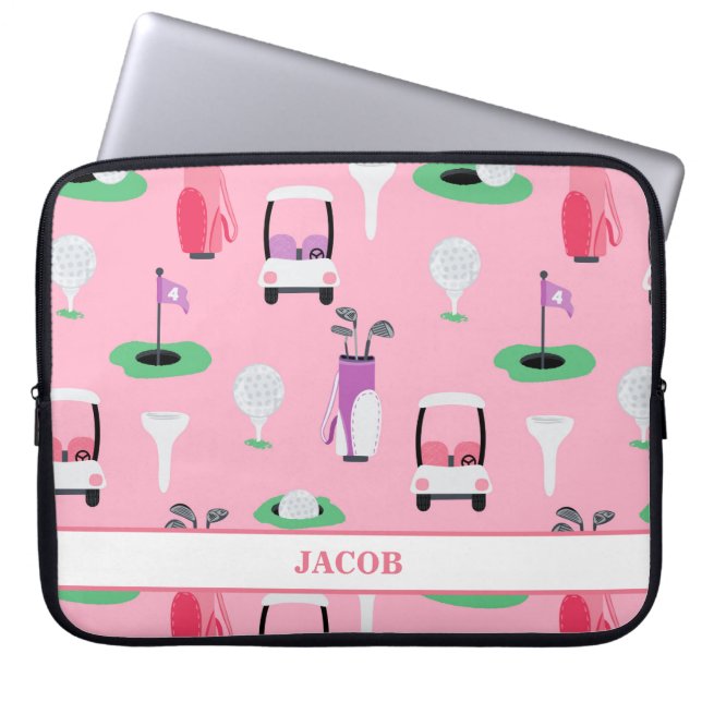 Capa Para Notebook Crianças Personalizadas Golfer Golfcart Golfing (Frente)