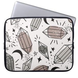 Capa Para Notebook Cristais, Lua, Estrelas, Design sobrepostos.